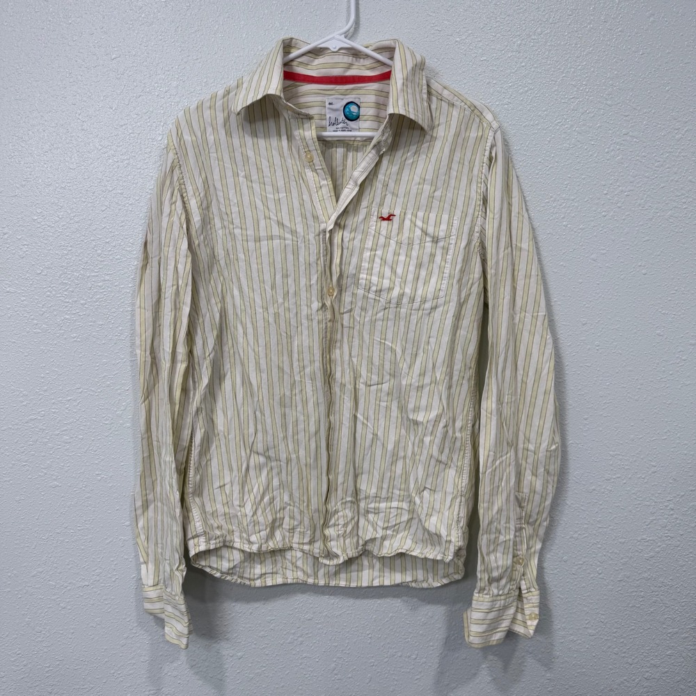 Hollister Striped Button Up Shirt Womens Size Medium Long Sleeve‎ Casual College